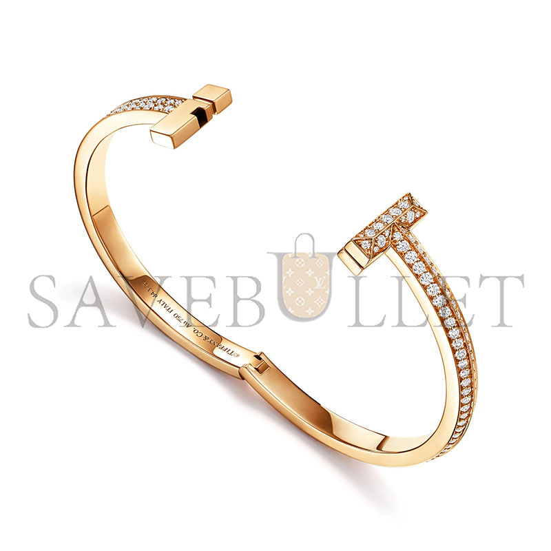 TIFFANY T1 WIDE DIAMOND HINGED BANGLE IN YELLOW GOLD 68127262